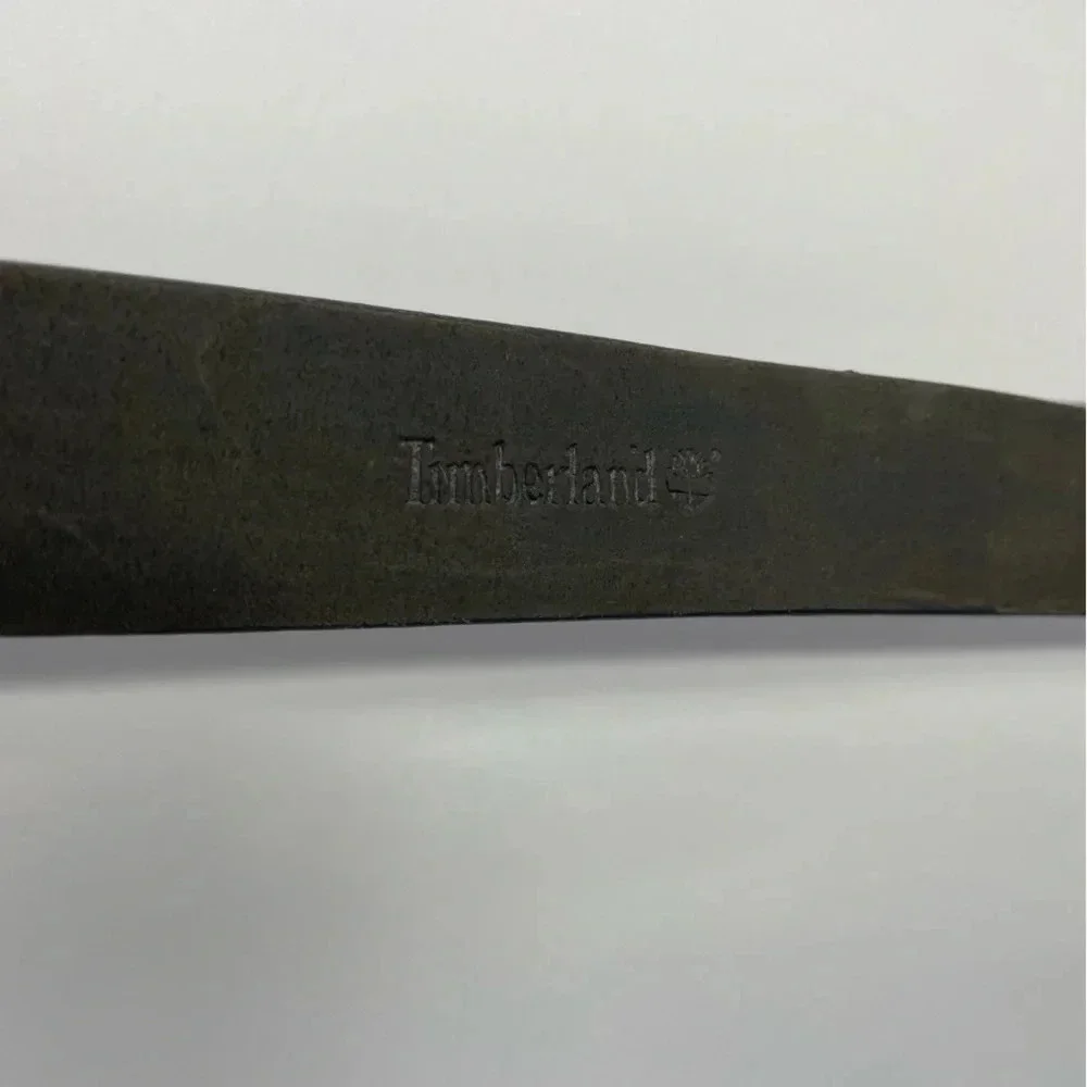 Timberland Black Genuine Leather Silver Tone Buckle Belt